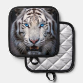 Weißer Tiger mit blauen Augen Topflappen (Vorderseite/Rückseite)