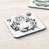 Weißer Tiger mit blauen Augen Untersetzer (Linke Seite)