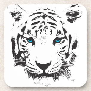 Weißer Tiger mit blauen Augen Untersetzer