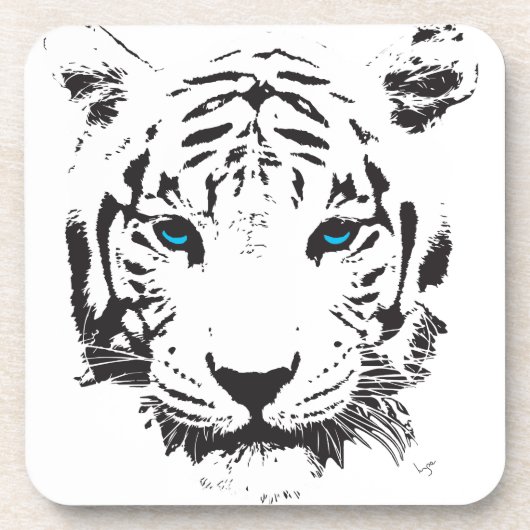 Weißer Tiger mit blauen Augen Untersetzer (Vorderseite)