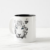 Weißer Tiger mit blauen Augen Zweifarbige Tasse (Vorderseite Links)