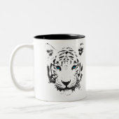 Weißer Tiger mit blauen Augen Zweifarbige Tasse (Links)