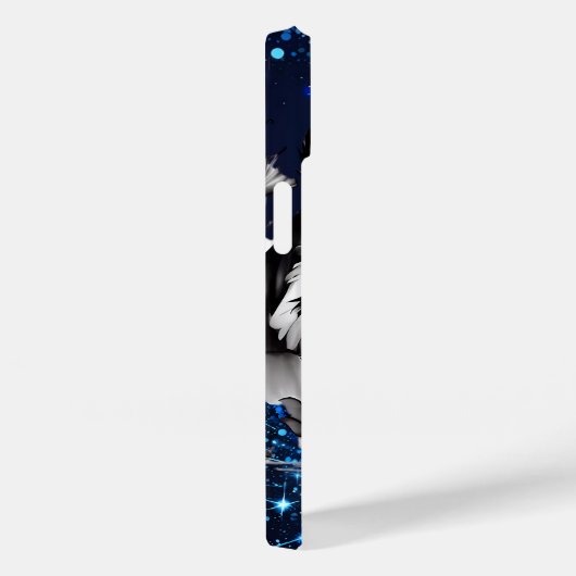 Weißer Tiger mit blauen Glitzern Case-Mate iPhone Hülle (Rückseite / Rechts)