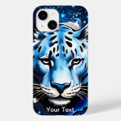 Weißer Tiger mit blauen Glitzern Case-Mate iPhone Hülle (Rückseite)