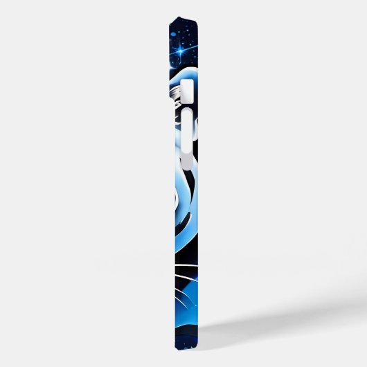 Weißer Tiger mit blauen Glitzern Case-Mate iPhone Hülle (Rückseite / Links)