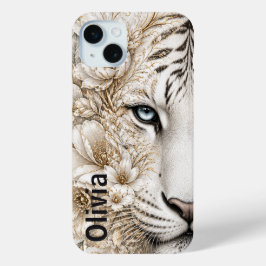 Weißer Tiger mit blauer Augen - Florale Kunst Case-Mate iPhone Hülle