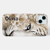 Weißer Tiger mit blauer Augen - Florale Kunst Case-Mate iPhone Hülle (Rückseite (Horizontal))