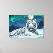 Weißer Tiger mit Niedlichen Kneipen, gesteppte Lei Leinwanddruck (Vorderseite)