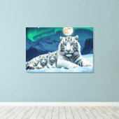 Weißer Tiger mit Niedlichen Kneipen, gesteppte Lei Leinwanddruck (Insitu (Holzboden))