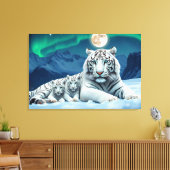 Weißer Tiger mit Niedlichen Kneipen, gesteppte Lei Leinwanddruck (Insitu (Wohnzimmer))