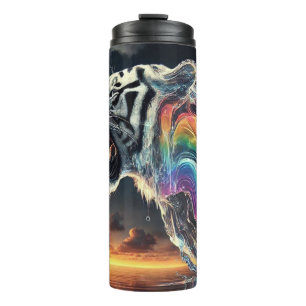 Weißer Tiger mit Regenbogen Thermosbecher