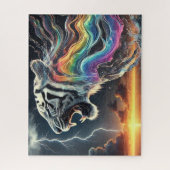 Weißer Tiger mit Regenbogennebel Puzzle (Vertikal)