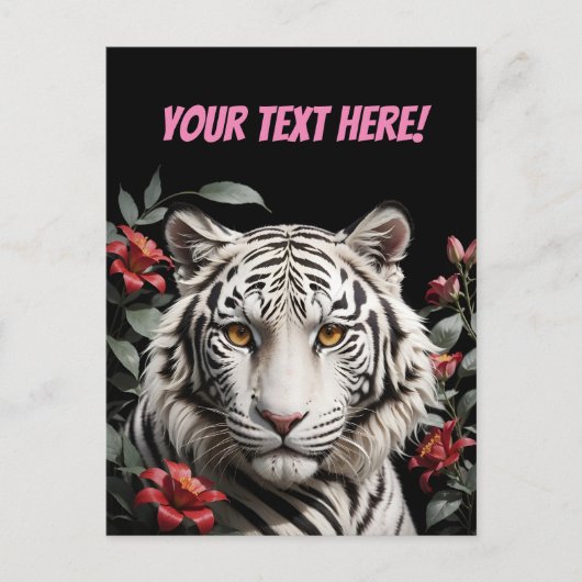 weißer Tiger mit Text Postkarte (Vorderseite)