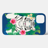 Weißer Tiger mit tropischen Blätter Case-Mate iPhone Hülle (Rückseite (Horizontal))