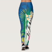 Weißer Tiger mit tropischen Blätter Leggings (Rückseite)
