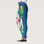 Weißer Tiger mit tropischen Blätter Leggings (Links)
