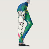 Weißer Tiger mit tropischen Blätter Leggings (Rechts)