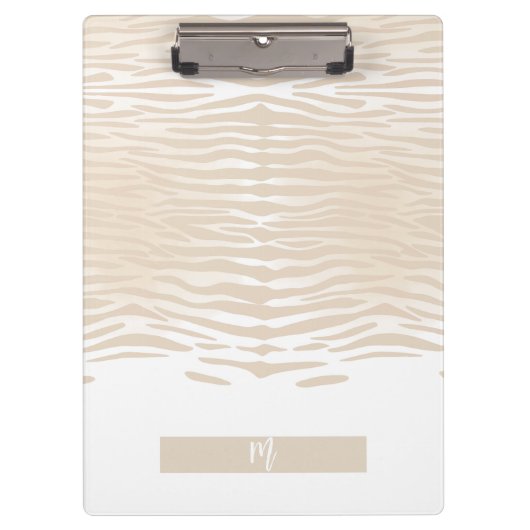 Weißer Tiger Monogramm Klemmbrett (Vorderseite)