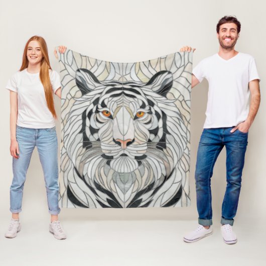 Weißer Tiger - Mosaikkunst aus Glas Fleecedecke (Beispiel)