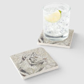 Weißer Tiger - Mosaikkunst aus Glas Steinuntersetzer (Seitenansicht)