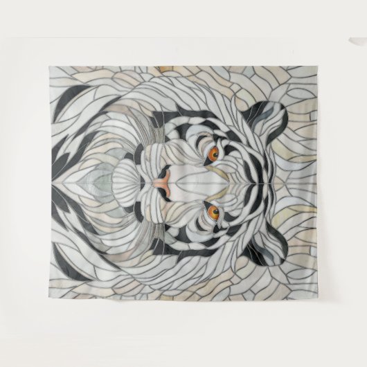 Weißer Tiger - Mosaikkunst aus Glas Wandteppich (Vorderseite (Horizontal))
