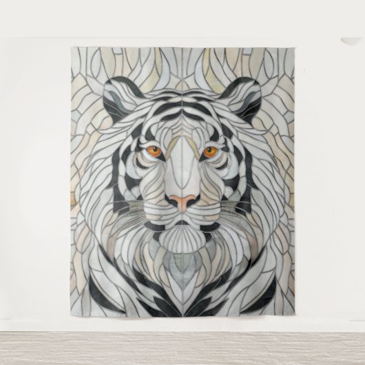Weißer Tiger - Mosaikkunst aus Glas Wandteppich (Vorderseite)
