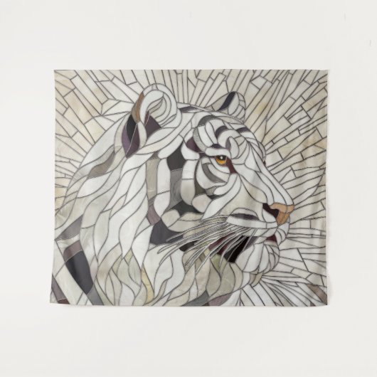 Weißer Tiger - Mosaikkunst aus Glas Wandteppich (Vorderseite (Horizontal))