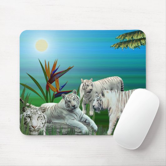 Weißer Tiger Mousepad03 Mousepad (Mit Mouse)