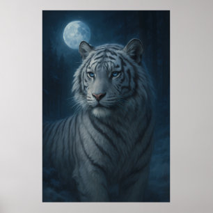 Weißer Tiger – Mystische Fantasy-Darstellung – Man Poster