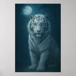 Weißer Tiger – Mystische Fantasy-Darstellung – Man Poster