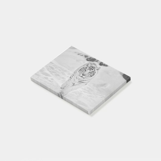 Weißer 🐅 Tiger Post-it Klebezettel (angewinkelt)