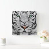 Weißer Tiger Quadratische Wanduhr (Zuhause)