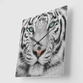 Weißer Tiger Quadratische Wanduhr (Winkel)