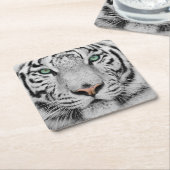 Weißer Tiger Rechteckiger Pappuntersetzer (angewinkelt)