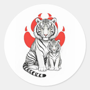 Weißer Tiger Runder Aufkleber