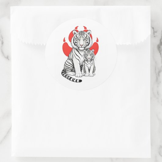 Weißer Tiger Runder Aufkleber (Tasche)