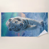Weißer Tiger Strandtuch – Arktische Eis Power (Vorderseite)