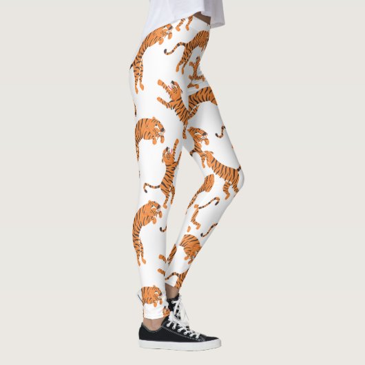 Weißer Tiger-Tierdruck-Design Leggings (Rechts)