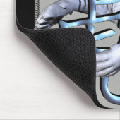 Weißer Tiger und chinesisches Symbol Mousepad (Ecke)