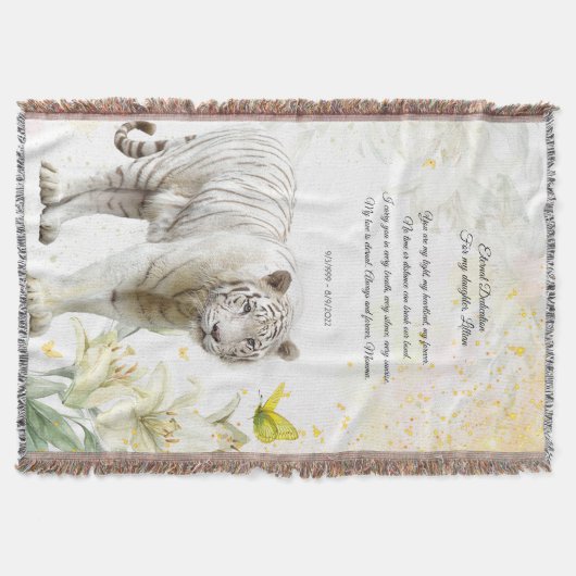Weißer Tiger und Lilien Devotionsdecke Decke (Vorderseite)