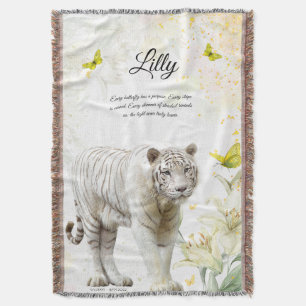 Weißer Tiger und Lilien Wurfdecke Decke