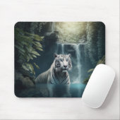 "Weißer Tiger und Wasserfälle" Mousepad (Mit Mouse)
