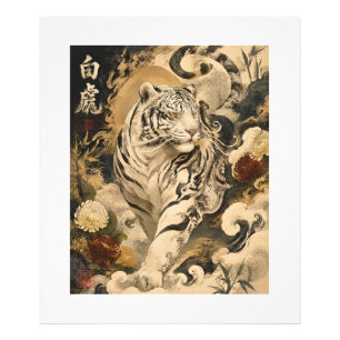 Weißer Tiger Wächter Kunst   Japanische Mythologie Fotodruck