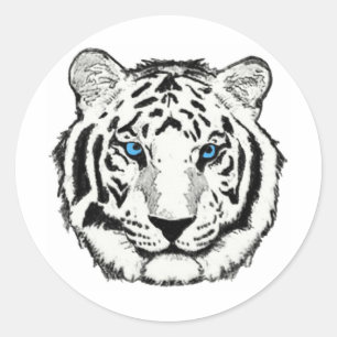 Weißer Tigeraufkleber Runder Aufkleber