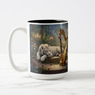 Weißer Tigergarten Harfe – Verzauberte Kerzenlicht Zweifarbige Tasse