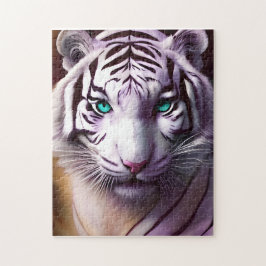 Weißer Tigerkopf mit mesmerisierenden Augen Puzzle