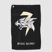 Weißer Tigerkopf und schwarzer Untergrund Golfhandtuch (Vorderseite)