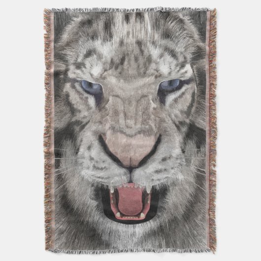 Weißer Tigerkopf Wildlife Ästhetik Decke (Vorderseite Vertikal)