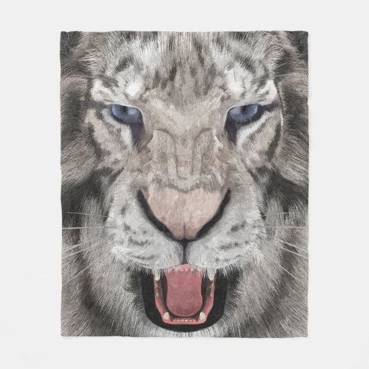 Weißer Tigerkopf Wildtier Ästhetik Fleecedecke (Vorderseite)