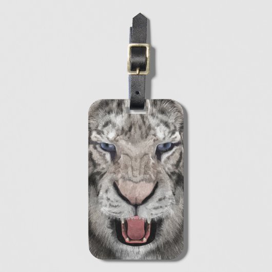 Weißer Tigerkopf Wildtier Ästhetik Gepäckanhänger (Vorderseite Vertikal)